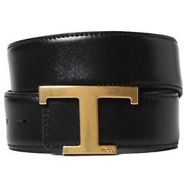 Tod's Timeless Logo Leather Belt Black