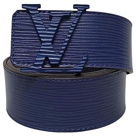 Louis Vuitton Cinturón Blue Epi LV Buckle Initials Azul