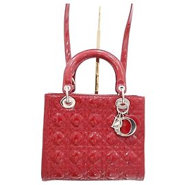 Dior Medium Patent Tote Shoulder Bag Brown