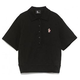 Moncler Polo de algodão com patch de logótipo Grenoble Preto