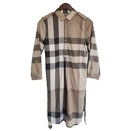 Burberry Vestido camisa de algodón a cuadros Multicolor