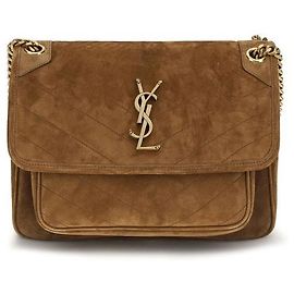 Autre Marque Brown Suede Leather Shoulder Bag Brown