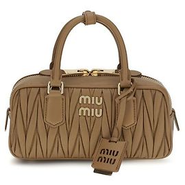 Miu Miu Bolsa de ombro Bos Taurus em couro de bezerro bege Bege
