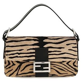 Fendi Bolsa de ombro Bos Taurus em couro de bezerro bege Bege