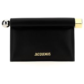 Jacquemus Black Lamb Leather Clutch Bag Black