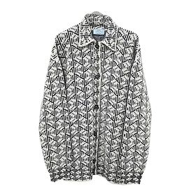 Prada Cardigã de malha multi-padrões preto e branco Multicor