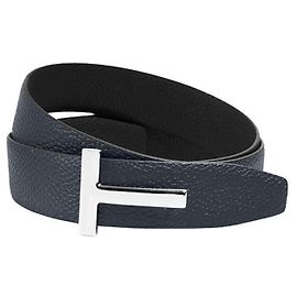 Tom Ford Reversible Belt with Silver Logo Buckle Silvery