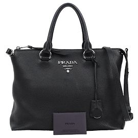 Prada Vitello Daino Black Shoulder Bag Black