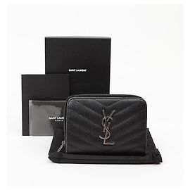 Autre Marque Cartera Compacta Zip Around Negra Plata Negro