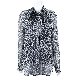 Christian Dior Seidenbluse Grau Braun