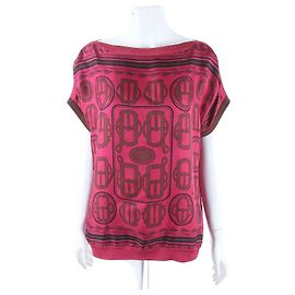 Hermès Blusa de manga curta de seda roxa Roxo