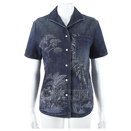 Dior Kurzarm-Jacke aus Denim Blau