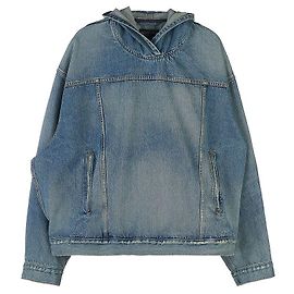 Balenciaga Men's Washed Denim Jacket Blue