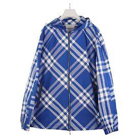 Burberry Veste à capuche en nylon twill Check Taille Bleu