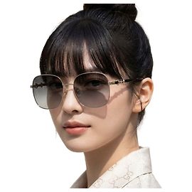 Gucci Sunglasses Oversized Square Gold Frame Golden