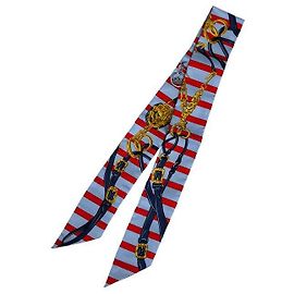 Hermès Lenço Twilly Bride de Gala Blue Red Azul
