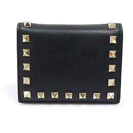 Valentino Black Calfskin Rockstud Wallet Black