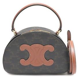 Céline Sac cabas Half Moon en toile Tan Marron