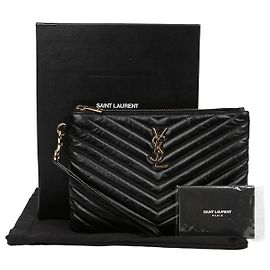 Autre Marque Petite pochette en cuir Matelassé Monogram Noir Doré Multicolore