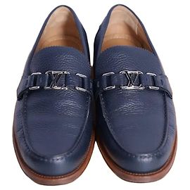 Mocassins Louis Vuitton de couro azul marinho Azul