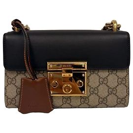Bolsa de ombro Gucci Padlock GG Supreme Bege Marrom