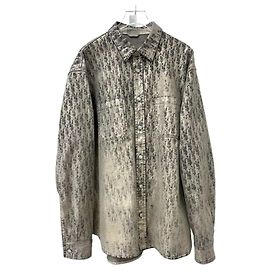 Dior Sobrecamisa de denim de algodón Oblique Casually Castaño