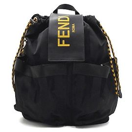 Fendi Black Stripe Drawstring Men's Backpack Black