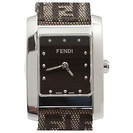 Fendi Relógio Classico Classic Steel Quartz com pulseira de tecido Marrom