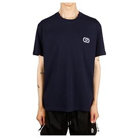 Valentino Kurzarm-T-Shirt mit Logo-Patch Blau