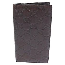Gucci Brown GG Logo Cima Leather Long Wallet Brown