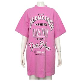 Balenciaga T-shirt de algodão com estampado de logo oversized para mulher Rosa