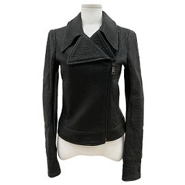 Prada Lambskin Zip Leather Jacket Black
