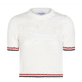 Thom Browne Hector T-Shirt aus Pointelle-Baumwolle Weiß
