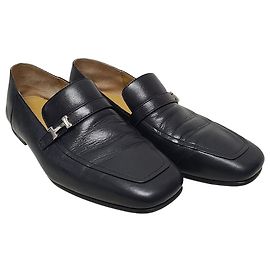 Hermès Mocassini Giobai in pelle di vitello nera con logo Nero
