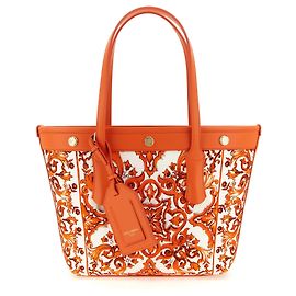 Dolce & Gabbana Bolso Tote de Algodón Naranja Naranja