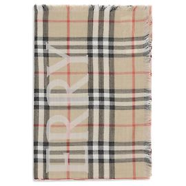 Sciarpa Burberry Check in lana e seta beige Beige