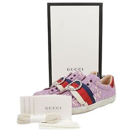 Gucci Baskets Ace Crystal Web Stripe Purple Violet