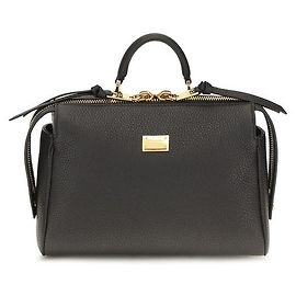 Dolce & Gabbana Black Calf Leather Bos Taurus Handbag Black