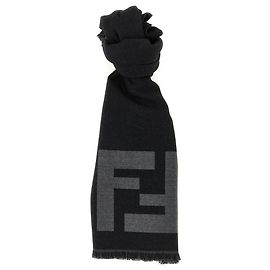 Fendi Schal aus schwarzer Schurwolle Schwarz