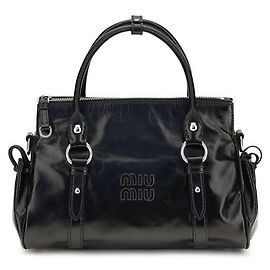 Miu Miu Black Calf Leather Bos Taurus Handbag Black