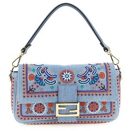 Fendi Bolsa de ombro em algodão azul Azul
