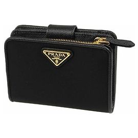 Prada Black Nylon Wallet with Leather Details Black