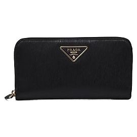 Prada Black Calfskin Wallet Black