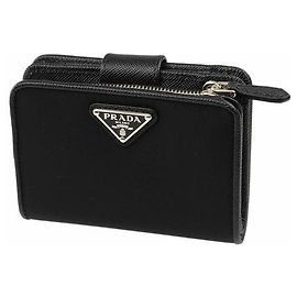 Prada Black Nylon Wallet with Leather Details Black