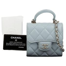 Chanel Mini Top Handle Tote Shoulder Bag Brown