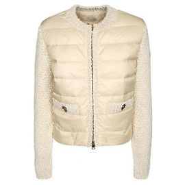Moncler Cardigã acolchoado com fecho éclair Marrom