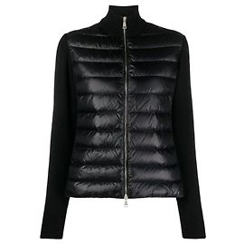 Moncler Cardigan matelassé avec écusson logo Noir