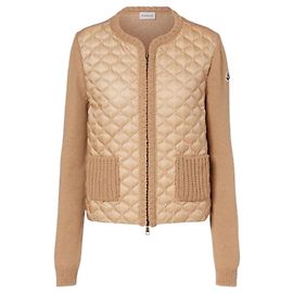 Moncler Cardigã com zíper acolchoado geométrico Marrom