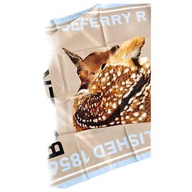 Burberry Bufanda de algodón con estampado de ciervos Azul