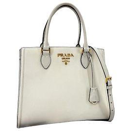 Prada Mala Tote e mala de ombro em couro Saffiano Branco